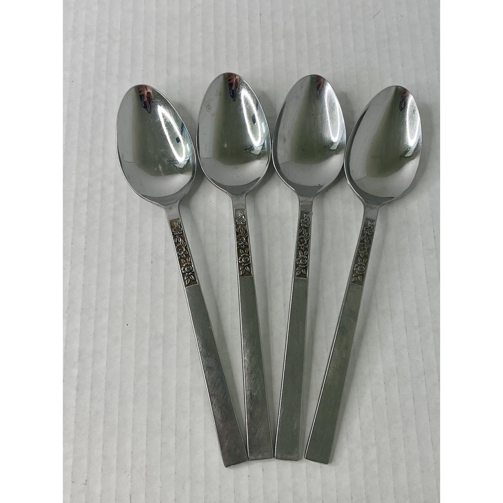 Stanley Roberts Flatware 4 Soup Spoons 7.5" Vintage Japan Dorette Pattern Set